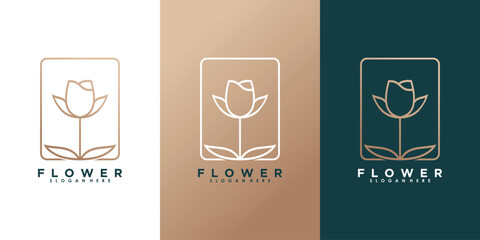 beauty flower logo design with template