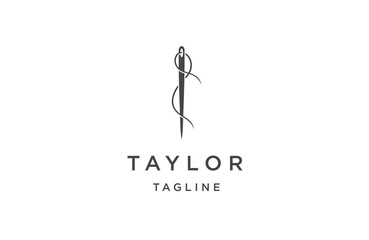 Tailor logo luxury needle design template flat vector