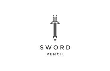 Sword pen logo design template flat vector