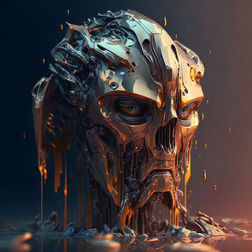 MELTED FACE ROBOT image created with artificial intelligence tool