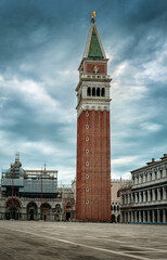 Fototapeta na wymiar Bell tower Campanile St Mark's Square in Venice Italy.