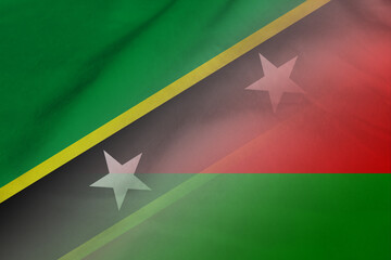 Saint Kitts and Nevis and Belarus political flag international negotiation BLR KNA