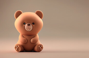 Happy little bear character, 3D rendering