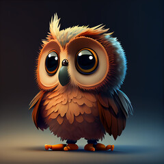 Cute owl character, 3D rendering