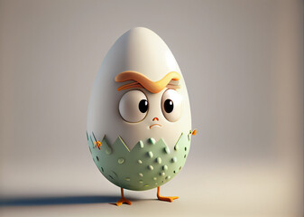 Fototapeta premium Cute egg character, 3D rendering