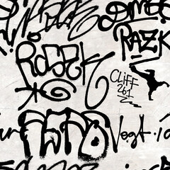 Seamless graffiti pattern on the wall, graffiti painting, background wall.