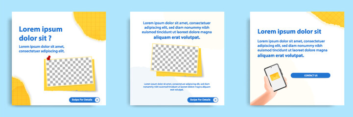 Social media carousel post banner layout for tips, did you know, podcast, motivation, self-development, product, service knowledge template. Torn paper design element and texture