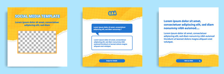 Social media carousel post banner layout for tips, did you know, podcast, motivation, self-development, product, service knowledge template. Torn paper design element and texture