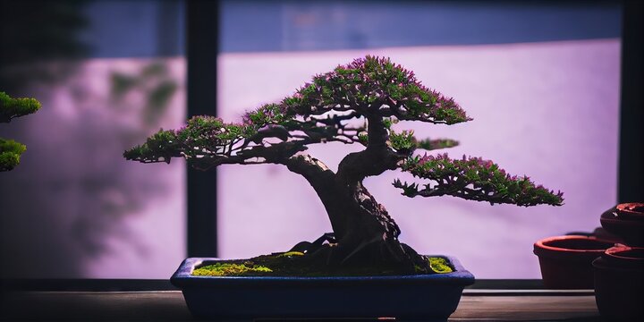 Bonsai tree indoors made by generative AI