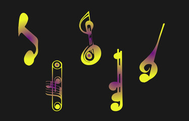 Musical notes silhouette, music, art