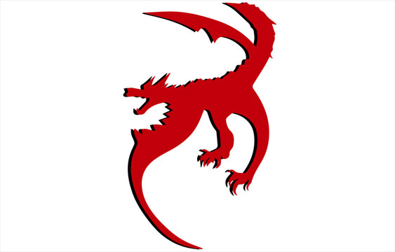 Red silhouette of dragon for children