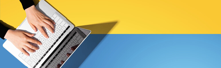 Person using a laptop computer