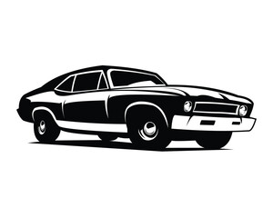 chevrolet muscle car silhouette vector design. isolated white background view from side. Best for logos, badges, emblems, icons, design stickers and for the vintage car industry. available in eps 10. - obrazy, fototapety, plakaty