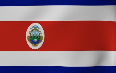 3D Render National Flag Flapping in Wind - Costa Rica