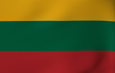 3D Render National Flag Flapping in Wind - Lithuania