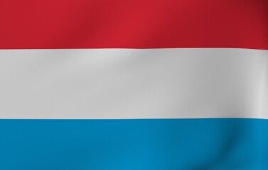 3D Render National Flag Flapping in Wind - Luxembourg