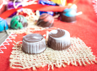 Chocolate truffles and pralines colorful