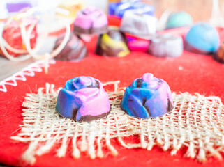 Chocolate truffles and pralines colorful