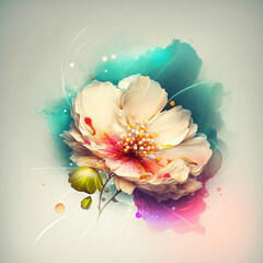 watercolor floral. Generative AI