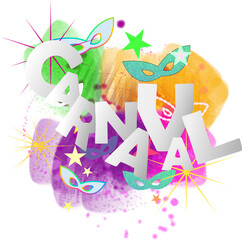 CARNIVAL ILLUSTRATION WITH MASKS AND GLITTERS