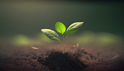 sprout growing in the soil created with generative AI technology 