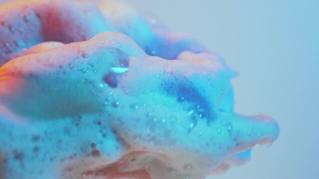 Magically, air foam appears on the hands