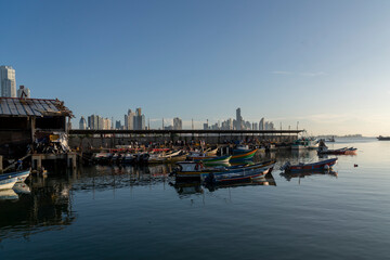 Fototapeta na wymiar fishing boats in the bay of panama city