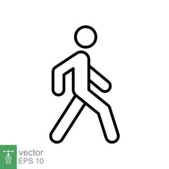 Walk line icon. Simple outline style. Pedestrian, man, pictogram, human, side, walkway concept symbol. Vector illustration isolated on white background. EPS 10.