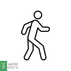 Walk line icon. Simple outline style. Pedestrian, man, pictogram, human, side, walkway concept symbol. Vector illustration isolated on white background. EPS 10.