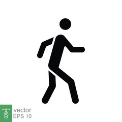 Fototapeta na wymiar Walk glyph icon. Simple solid style. Pedestrian, man, pictogram, human, side, walkway concept, silhouette symbol. Vector illustration isolated on white background. EPS 10.
