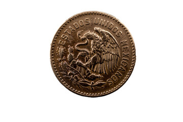 Anverso Moneda de 50 centavos 1956 Azteca de bronce Cuauhtémoc, México 