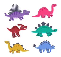 Muurstickers Dinosaurussen Funny Dinosaur as Cute Prehistoric Creature and Comic Jurassic Predator Vector Set