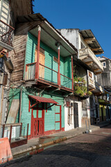 Tourist attractions and destination scenics. View of street of Casco Antiguo, Panama City