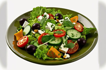 Obraz na płótnie Canvas close up of a fresh vegetable salad. Generative AI