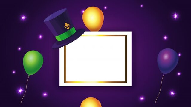 mardi gras tophat with balloons helium