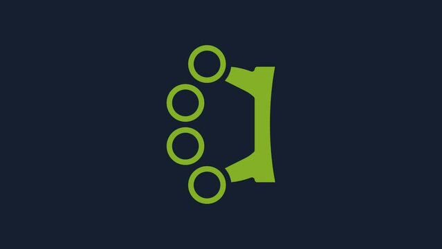 Yellow Brass knuckles icon isolated on blue background. 4K Video motion graphic animation