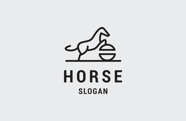 Vector linear horse icons and logo design .