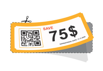 Cut out coupon. Booklet design, gifts, prizes and bonuses. Discounts and promotions, graphic element for website. Template, layout and mock up. Cartoon flat vector illustration