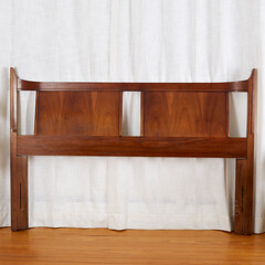 Vintage headboard. Mid-century modern bed frame. 