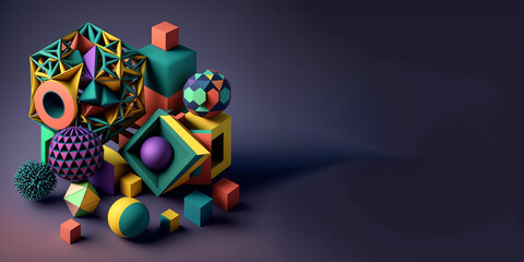 Obraz premium funky geometry banner, Generative AI