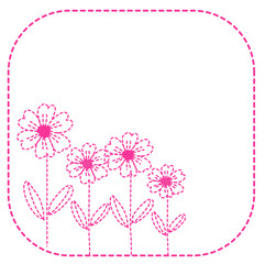 Doodle pink stitch line flowers frame note pad 