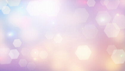 Bokeh blurred lights background, soft focus, pastel colors, pink purple yellow gradient with copy space