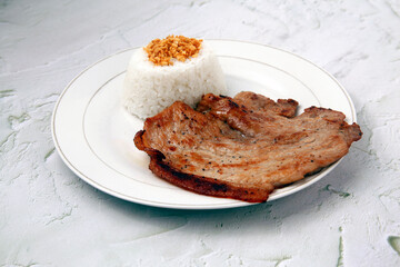 Freshly cooked Pork Chop and fried rice
