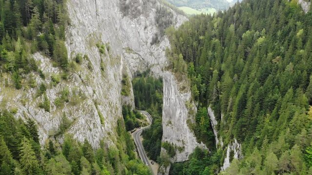Aerial View Of Cheile Bicazului-Hasmas National Park, Bicaz Gorges In Romania. 