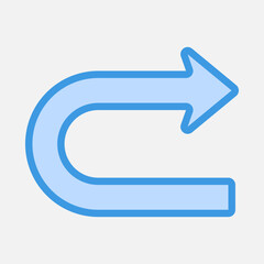 Fototapeta premium Turn right arrow icon vector illustration in blue style, use for website mobile app presentation