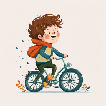 Cute boy on a bicycle (AI Generated)
