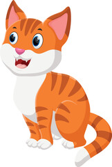 Cartoon cute cat isolated on white background