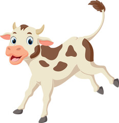 Cartoon happy cow isolated on white background