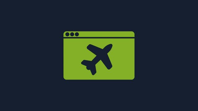 Yellow Website template icon isolated on blue background. Internet communication protocol. 4K Video motion graphic animation