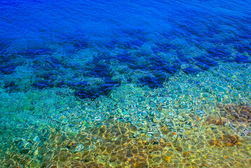 Naklejka na ściany i meble Elaphiti islands, turquoise adriatic beach near Korcula, Dalmatia, Croatia